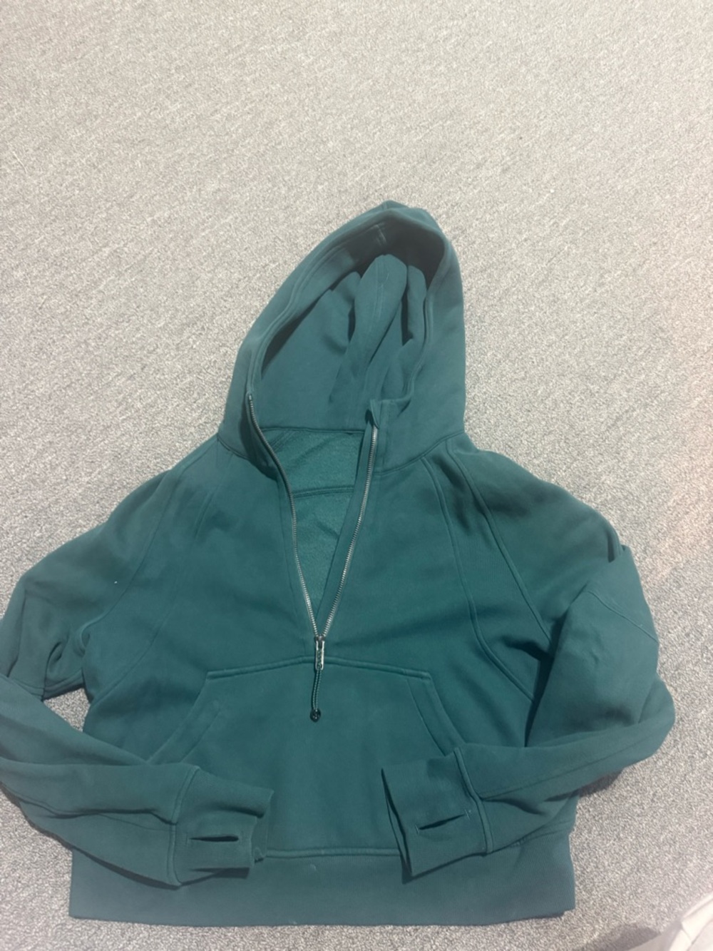 Teal Hooded Half-Zip Pullover Hoodie